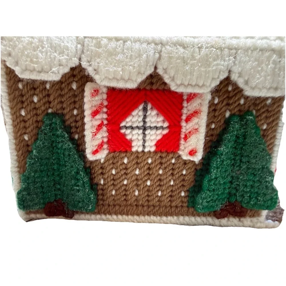 Vintage Handmade Plastic Canvas Needlepoint‎ Christmas House Gingerbread Decor